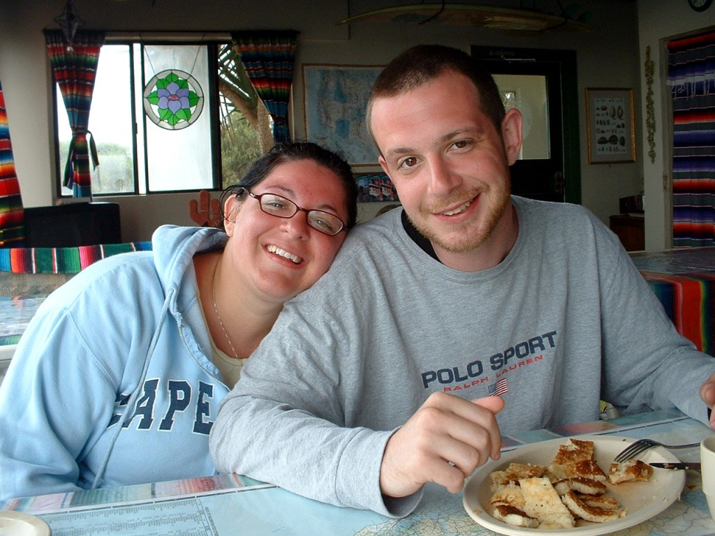 Bridgette & Mike relaxing at Coyote Cal's Hostel in Erindira, Mexico.