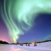 The colorful nothern lights in Alaska.