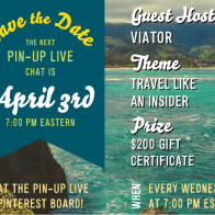 Pin Up Live on Pinterest save the date image.