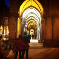 Bologna, Italy at night.