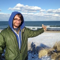 A snow covered beach in Manomet Beach, Massachusetts.
