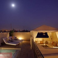 A roof terrace in the medina in Marrakech.