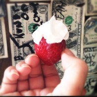 Fresh strawberry infused with alcohol and topped with whipped cream in Ohio.